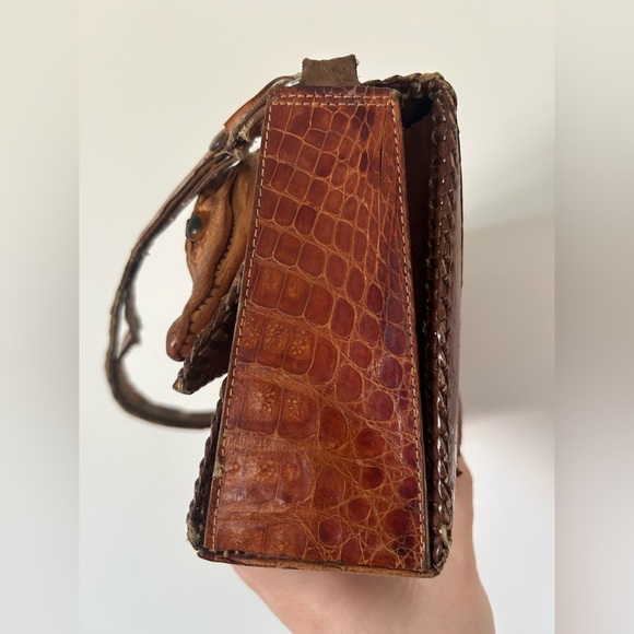 Vintage Mid-Century Alligator Genuine Gator Leather Purse Bag Taxidermy - Picture 12 of 16